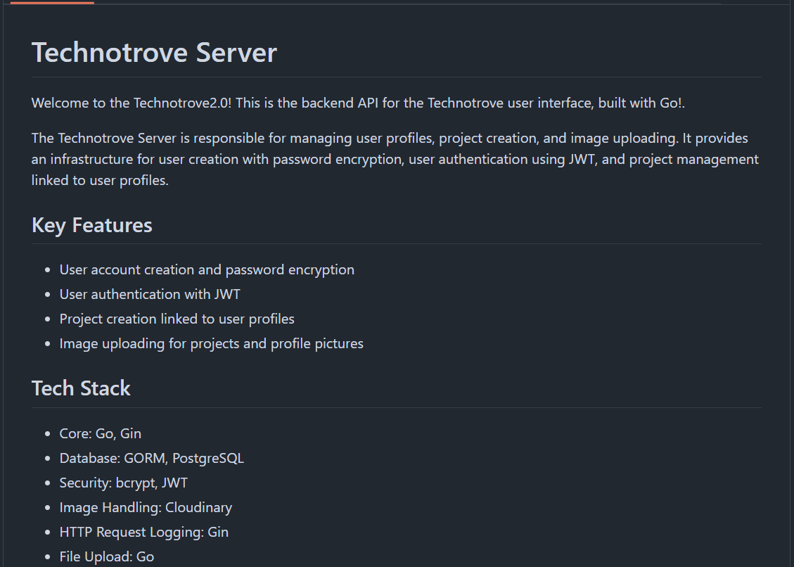 TechnoTrove Server Go